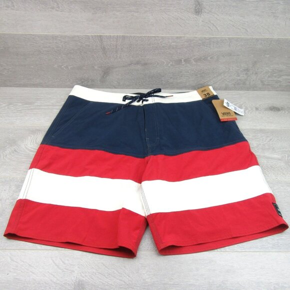 Vans Era USA Striped Boardshort Swim Trunks Mens Size 38 NEW - Picture 2 of 14